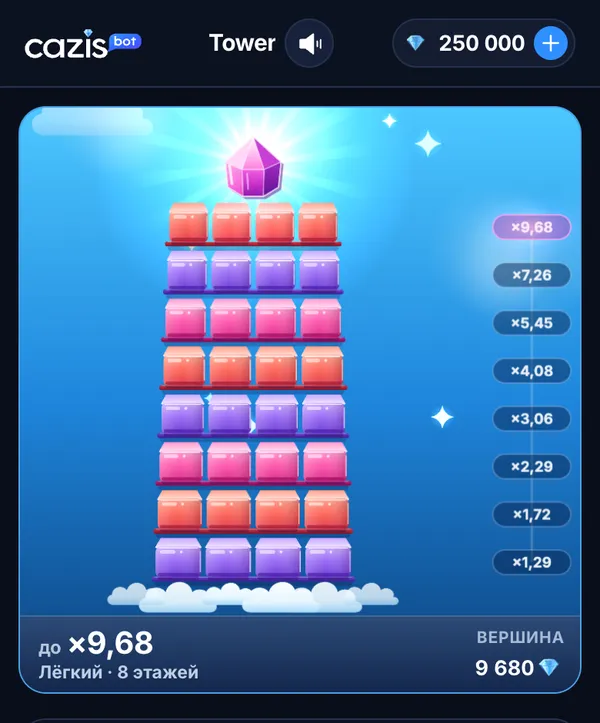 Мини-игра Tower в Cazis на экране телефона